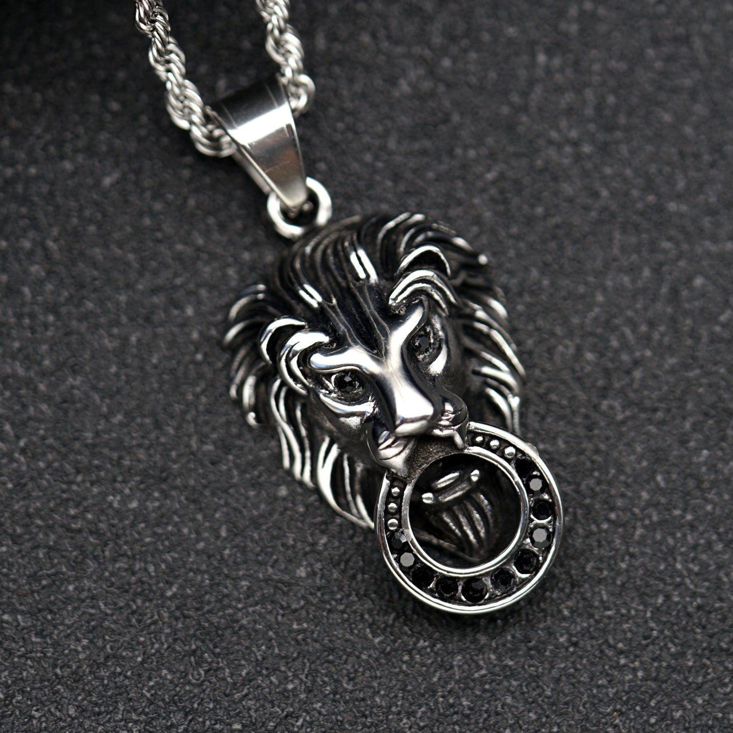 Steel Necklace – Statement Lion Head Pendant