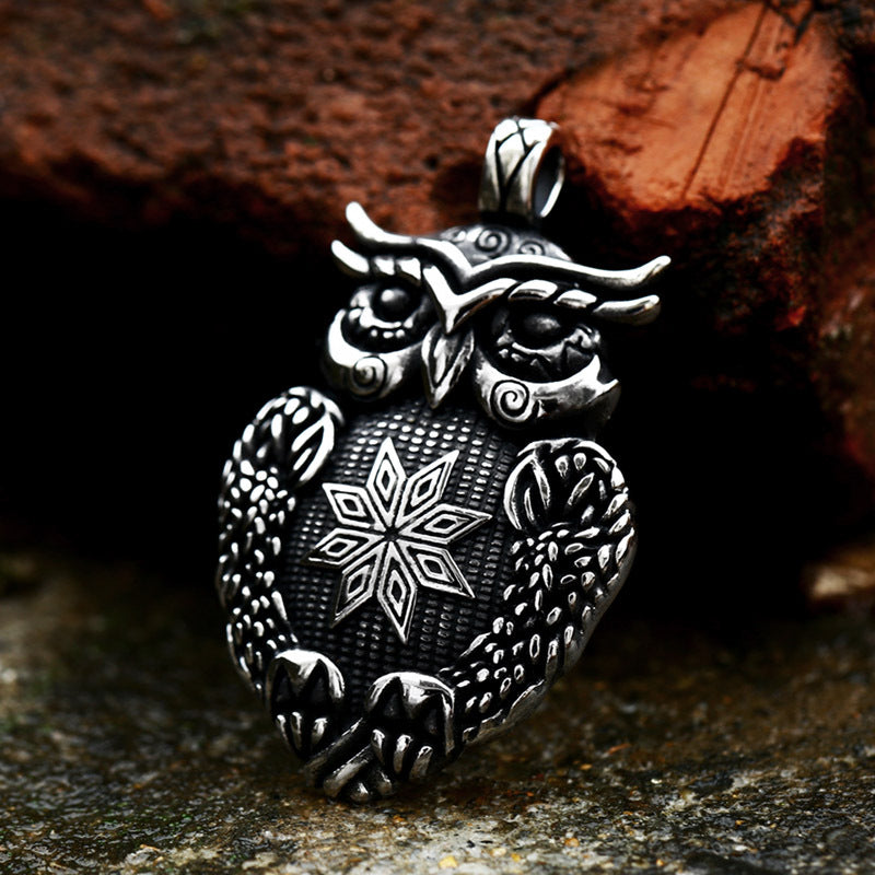 Retro Titanium Steel Owl Pendant for Men - Hot-Selling Personalized Jewelry by Planderful