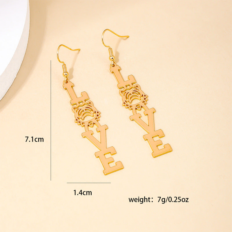 Retro LOVE Tiger Head Earrings with a Twist of Street Style