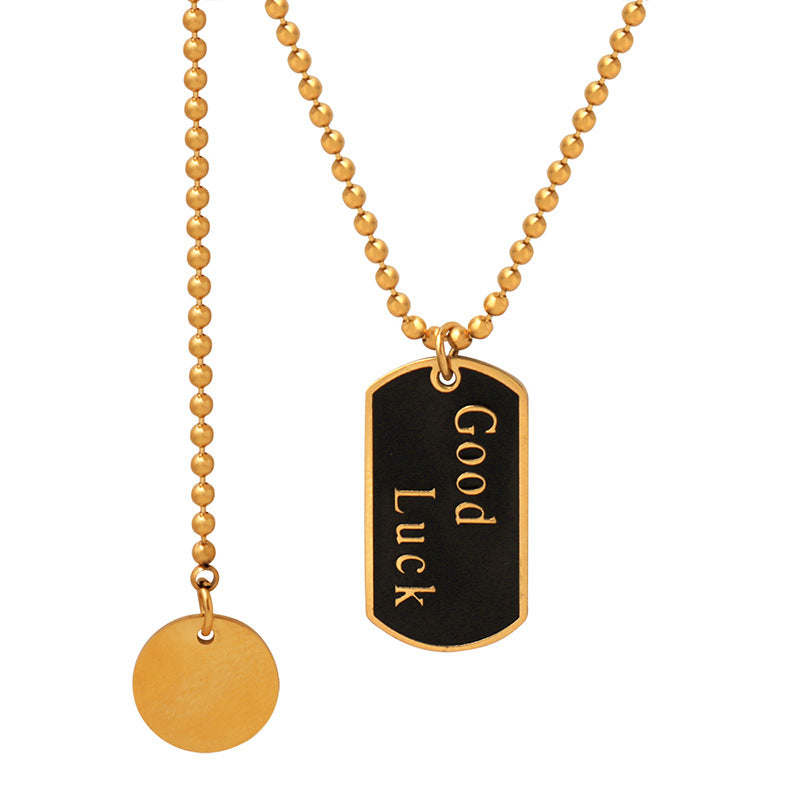 Exquisite Square Pendant Tassel Necklace in Titanium Steel for Women