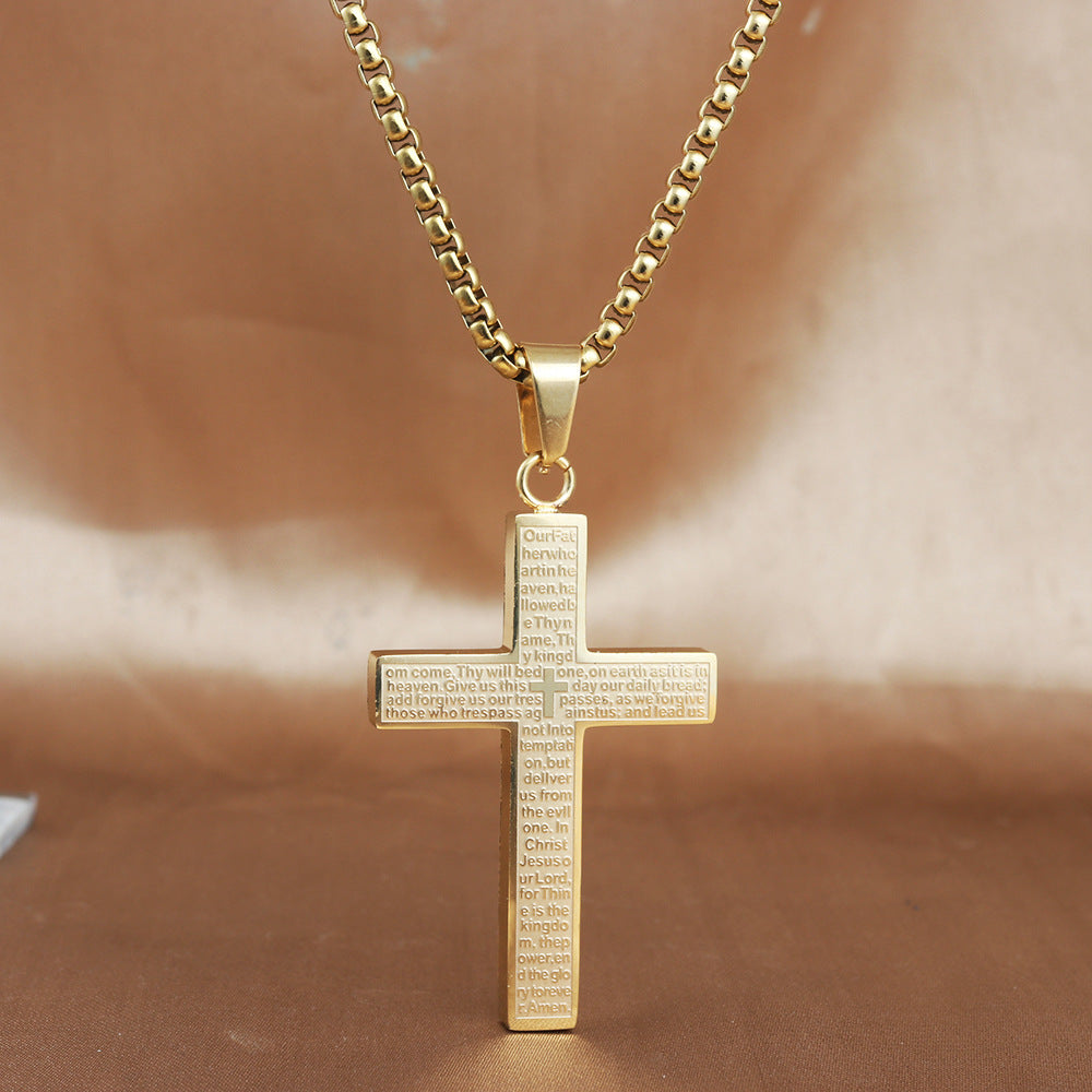 European And American Stainless Steel Cross Pendant Men's Trendy Retro Titanium Steel Necklace