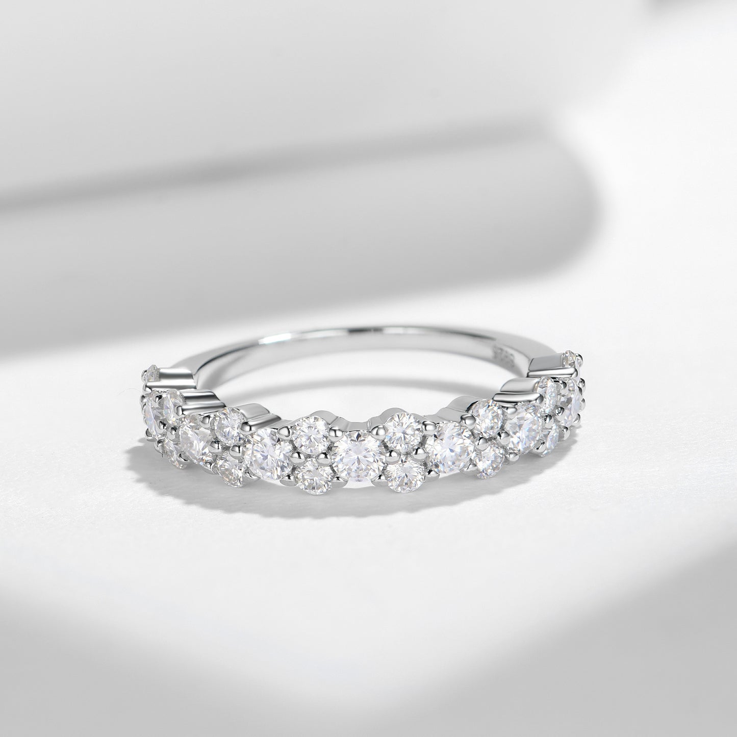 2025 New Star Dot Women's S925 Silver Mozzarella Diamond Row Ring