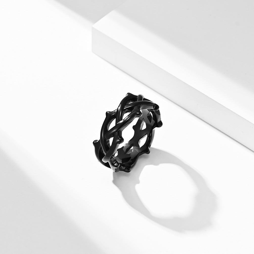 Planderful Titanium Steel Thorn Vine Ring For Women Everyday Genie Collection Elegant Hand Jewelry