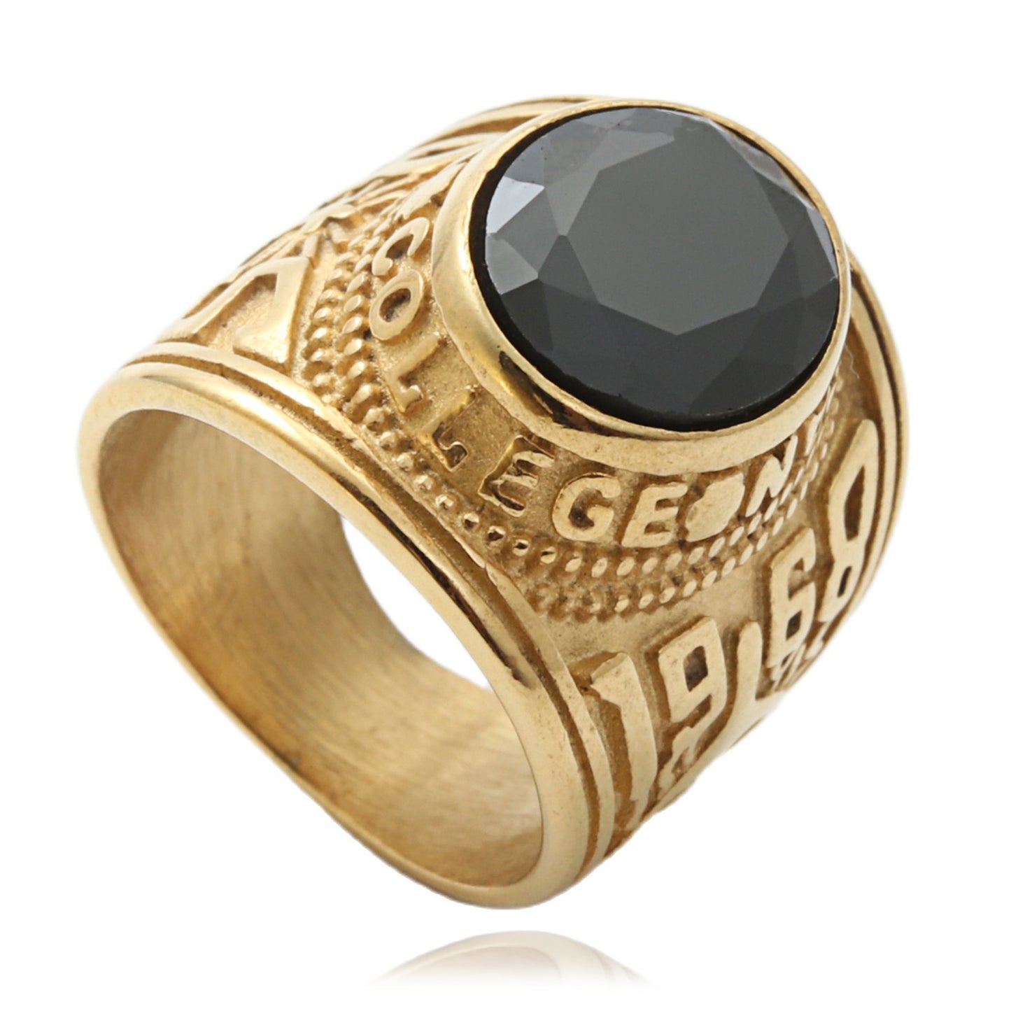 Planderful Titanium Steel MultiColor Zircon Ring For Men Unisex Retro Punk Style Eagle Design