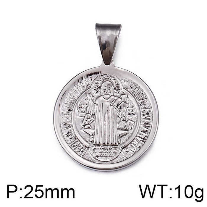 Niche Design St. Christopher'S Titanium Steel Pendant, Men's And Women'S Titanium Steel Necklace,