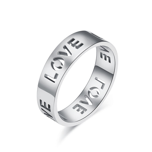 6Mm Wide Cross-Border Simple LOVE Titanium Steel Ring