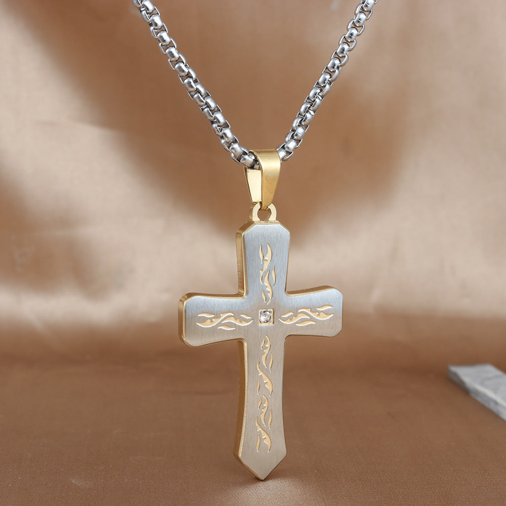 European And American Stainless Steel Cross Pendant Necklace