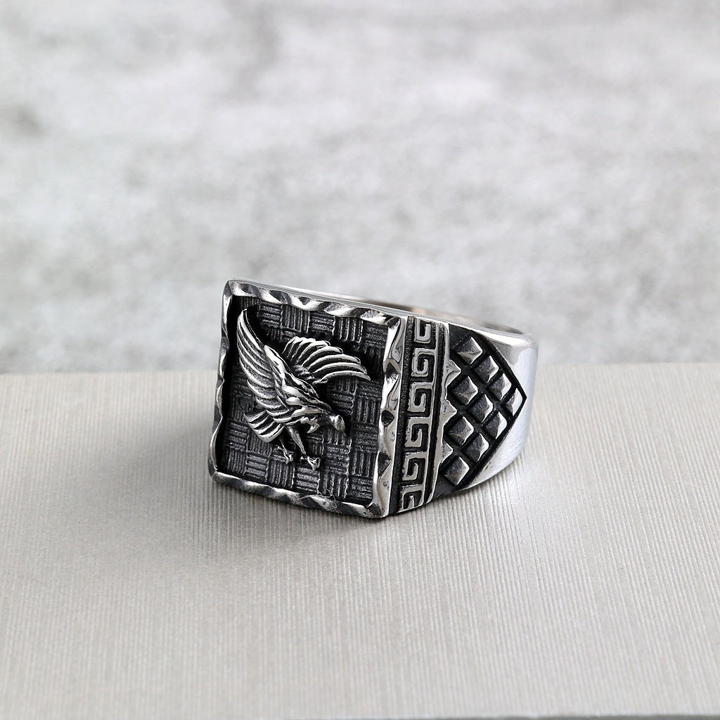 Vintage Eagle Stainless Steel Men's Ring