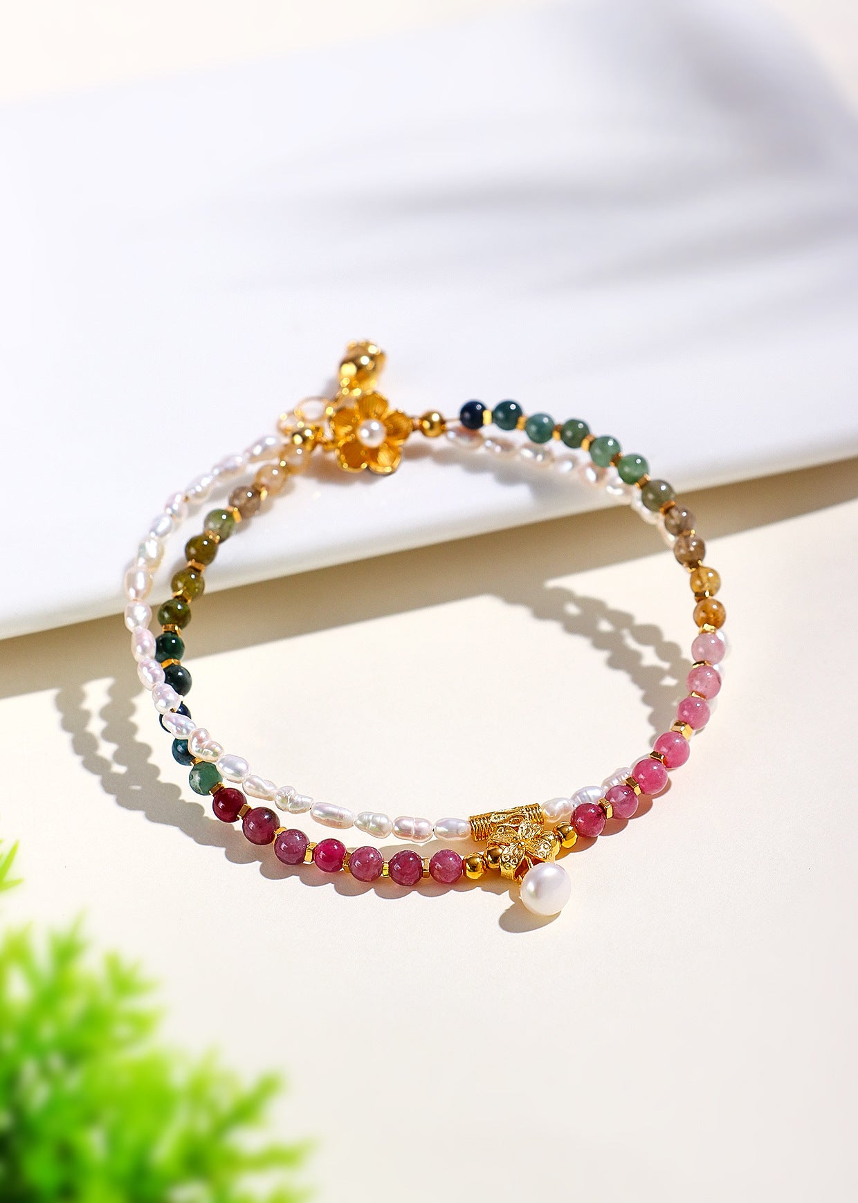 Planderful Fortune's Favor Bracelet – Exquisite Pearl and Tourmaline Design