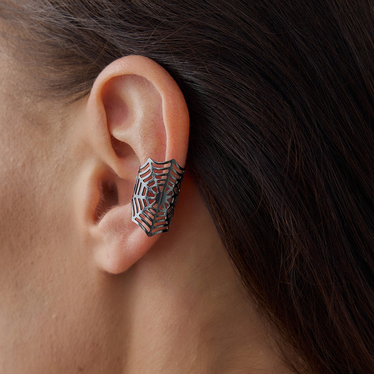 Gothic Ear Clip Earrings Bone Clip By Planderful Vienna Verve Halloween Spider Web Punk Jewelry For Alternative Fashion