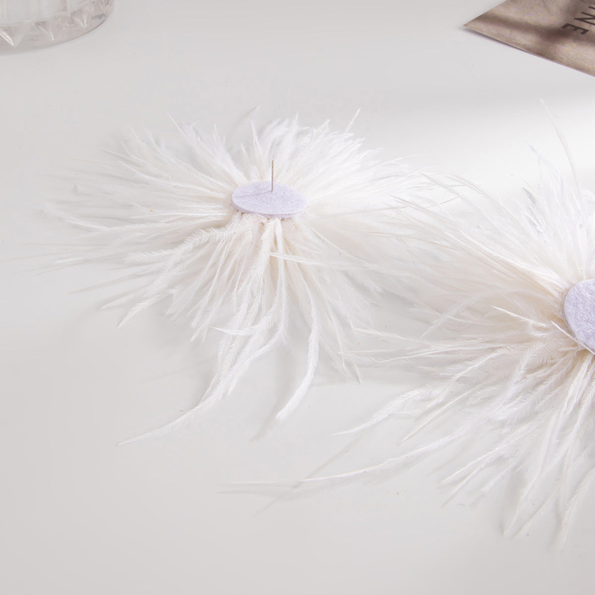Planderful Vienna Verve Feather Flower Stud Earrings With Fluffy Zircon Accents For Trendsetting Fashion Lovers
