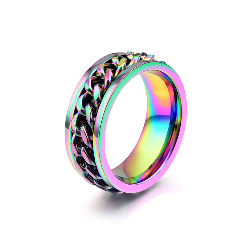 Titanium Steel Color Chain Ring for Men Wholesale Jewelry