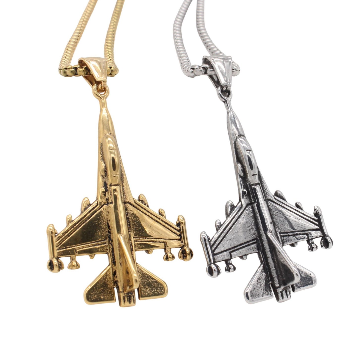 Planderful Everyday Genie – European and American Retro Aircraft Men's Titanium Steel Pendant Necklace