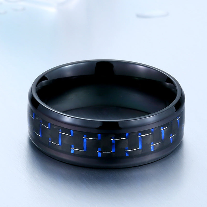 Customizable Korean Carbon Fiber & Titanium Steel Ring for Men and Women - Trendy Minimalist Jewelry, Wholesale Availability
