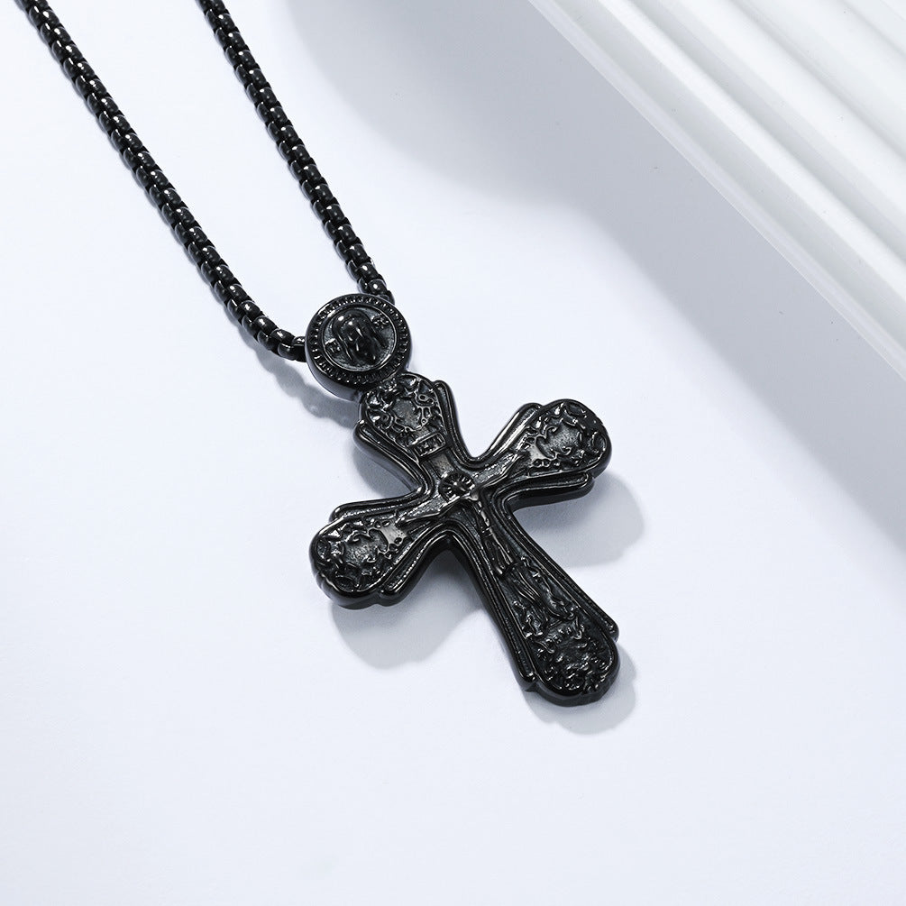 Planderful Men Cross Necklace Stainless Steel Retro Pendant With Literary Charm For Modern Gentlemen