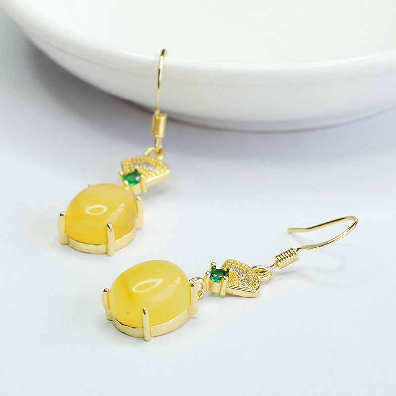 Beeswax Amber Fan Drop Earrings