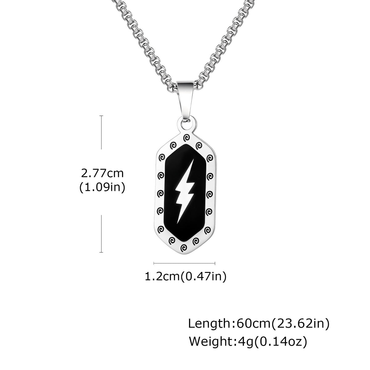 Lightning Bolt Dog Tag Pendant — Chain Optional
