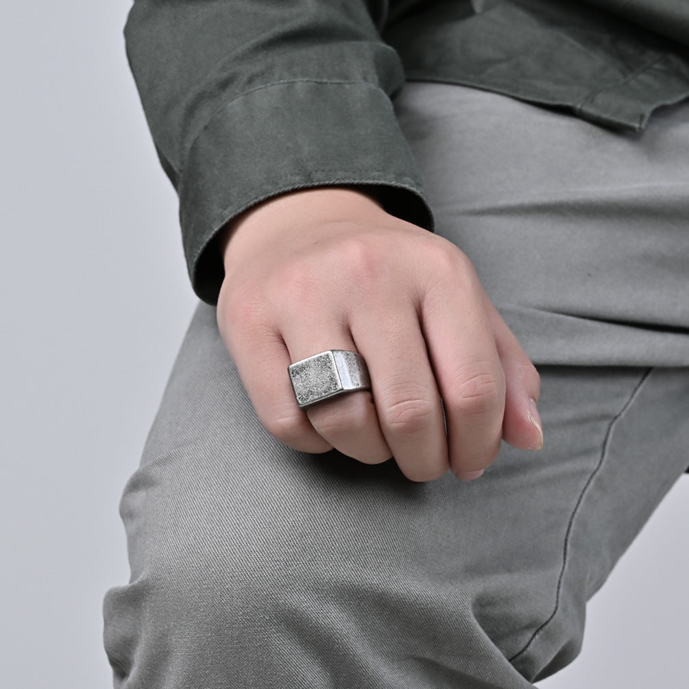 Steel Ring – Statement Geometric Men's Ring