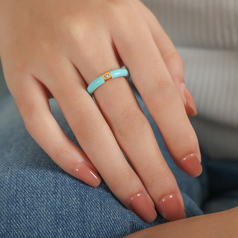 Chic Geometric Titanium Steel Gold-Plated Ring - Women's Statement Jewelry