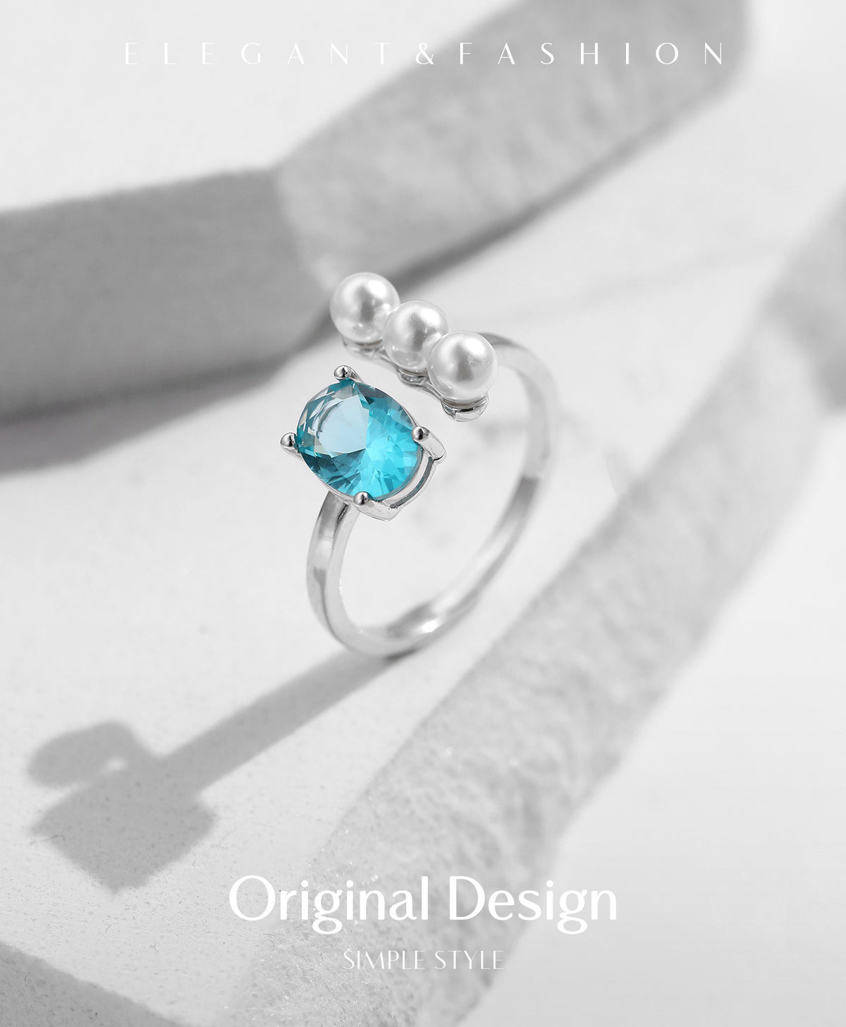 925 Sterling Silver Pearl Zircon Ring