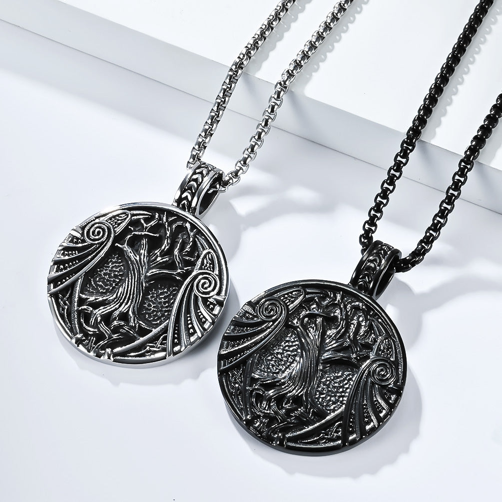 Planderful Personalized Viking Tree of Life Necklace Titanium Steel Unisex Gift for Him or Her Retro Style
