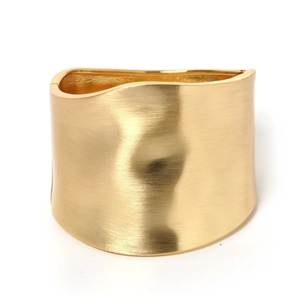 Bold Gold Metal Wide Edge Punk Bracelet - Vienna Verve Collection