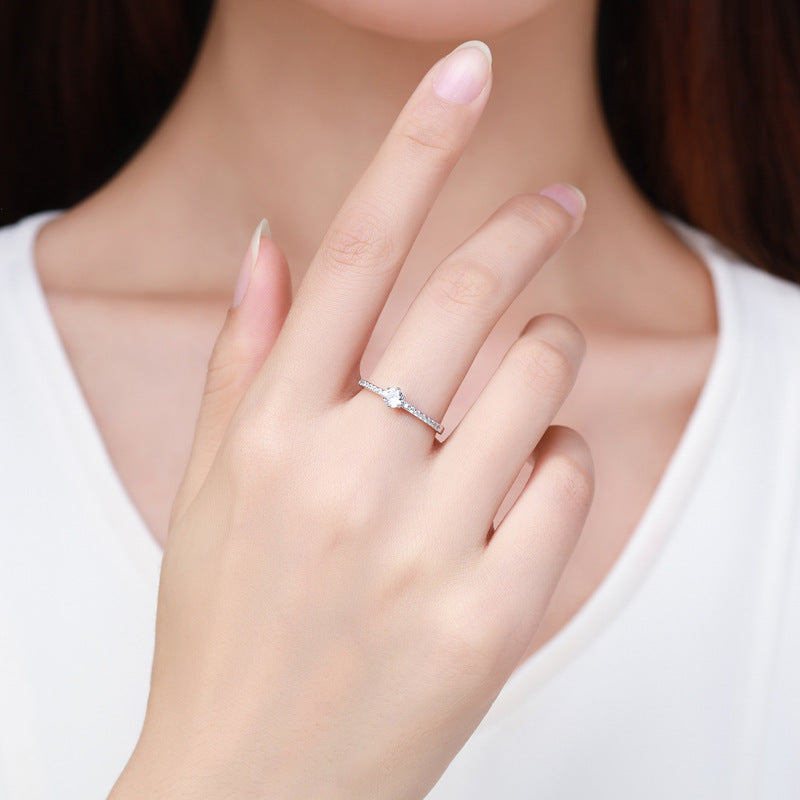 Luxurious Sterling Silver Zircon Ring for Women, Size 5-9