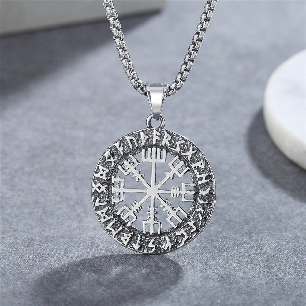 Viking Rune Pendant Necklace Titanium Steel Unisex Protection Statement Planderful