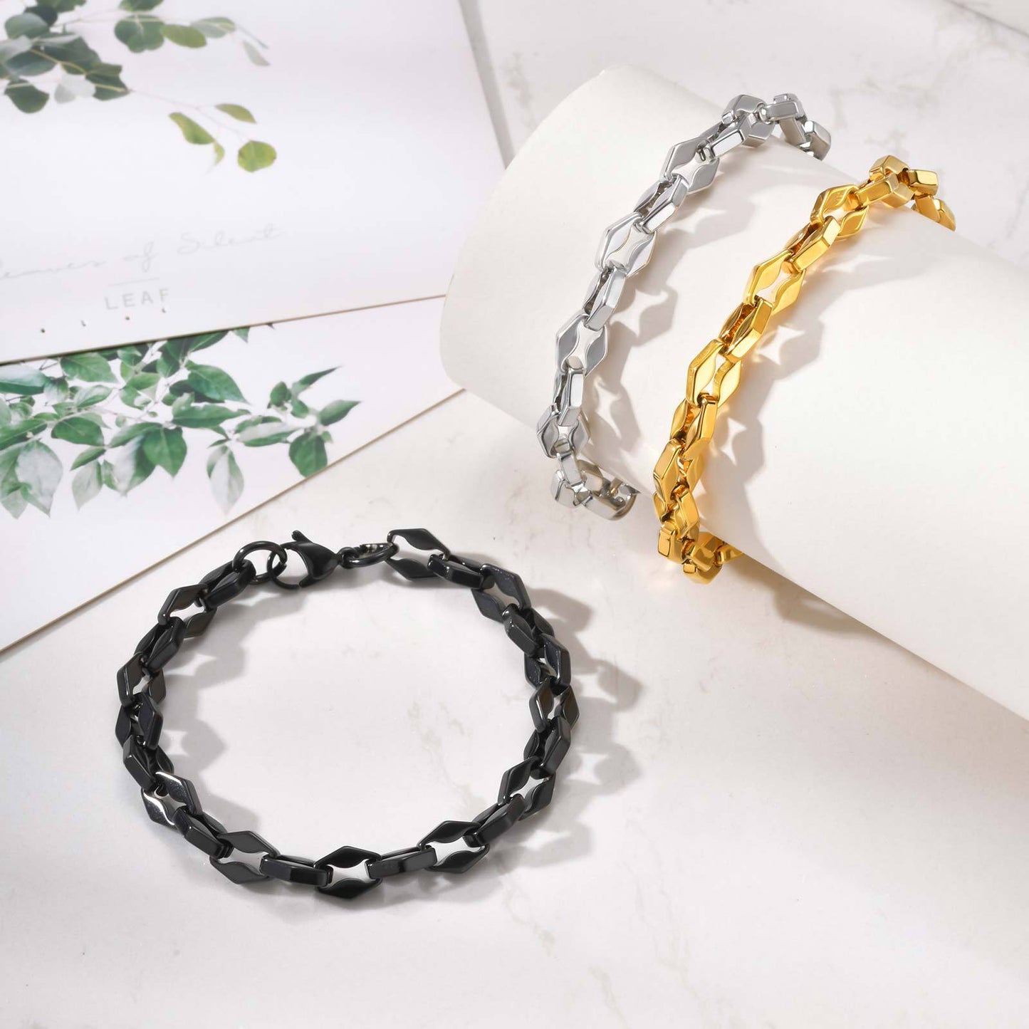 Planderful Hip Hop Lip Chain Stainless Steel Bracelet Men