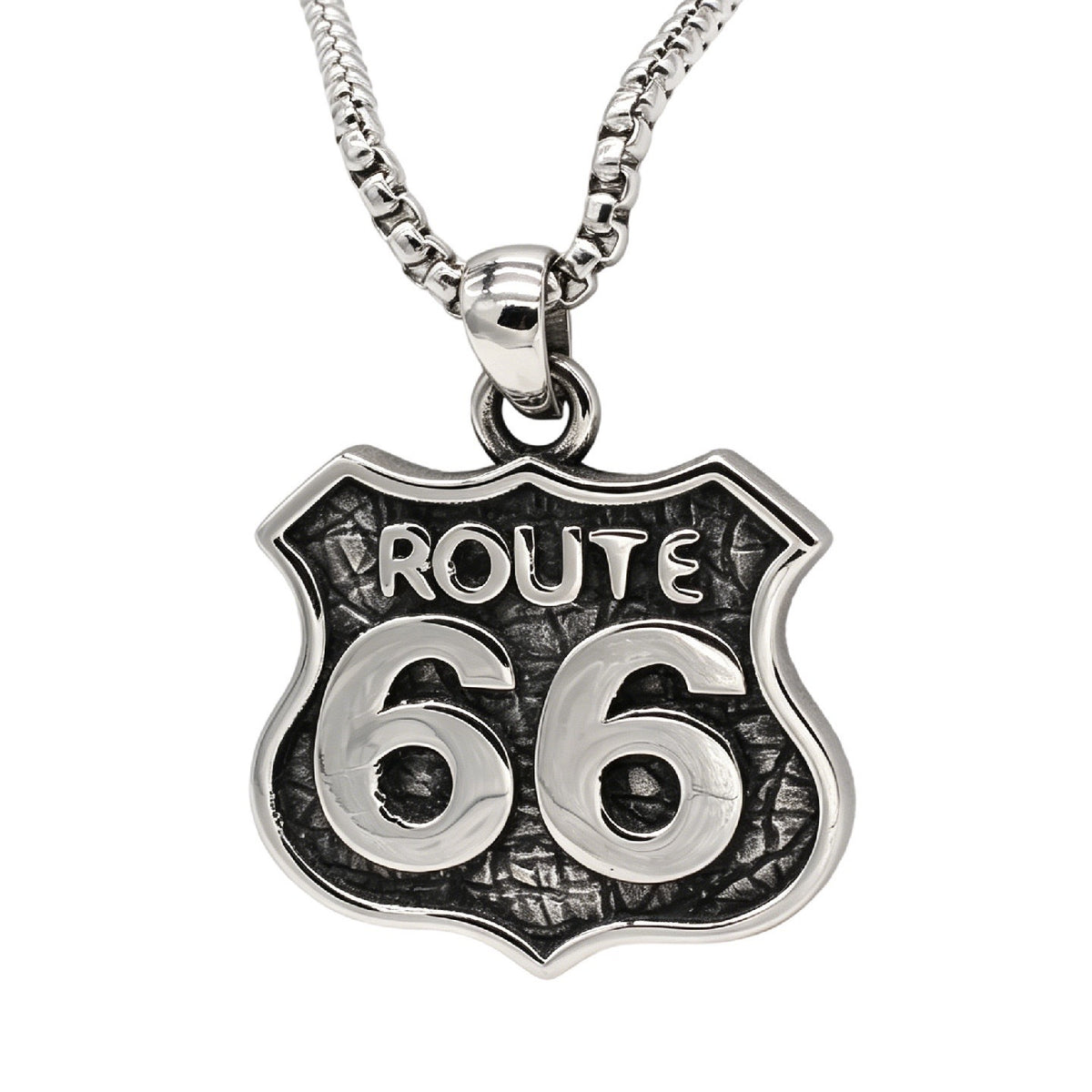 Route 66 Titanium Steel Pendant Necklace