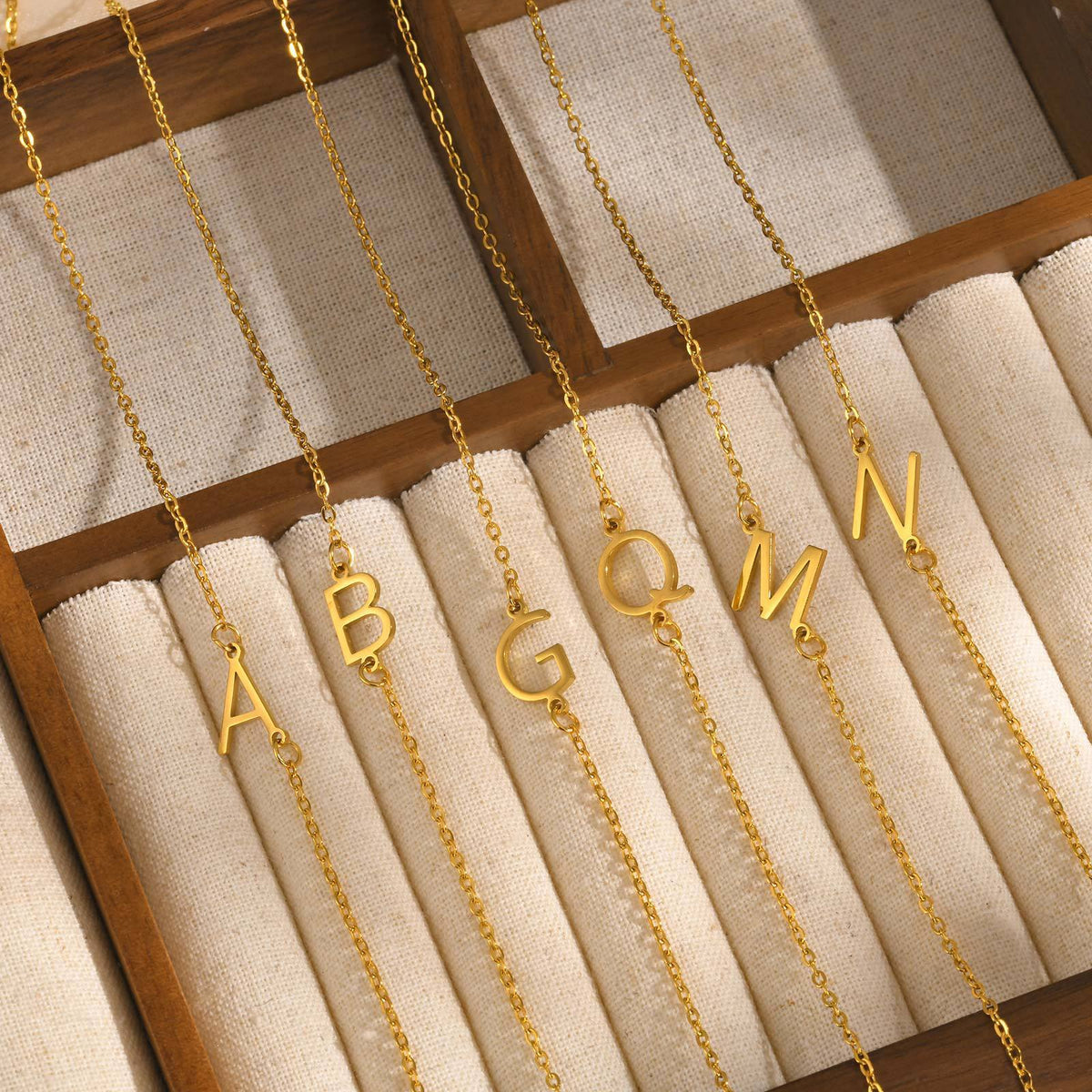 Stainless Steel Flat Cross Chain Letter Necklace Gold Collarbone Chain Letter