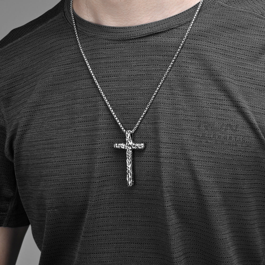 Elegant Titanium Steel Cross Necklace for Discerning Men