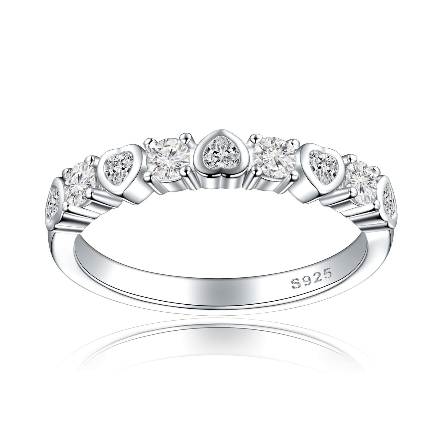 Cross-Border S925 Sterling Silver Heart-Shaped Love Ring