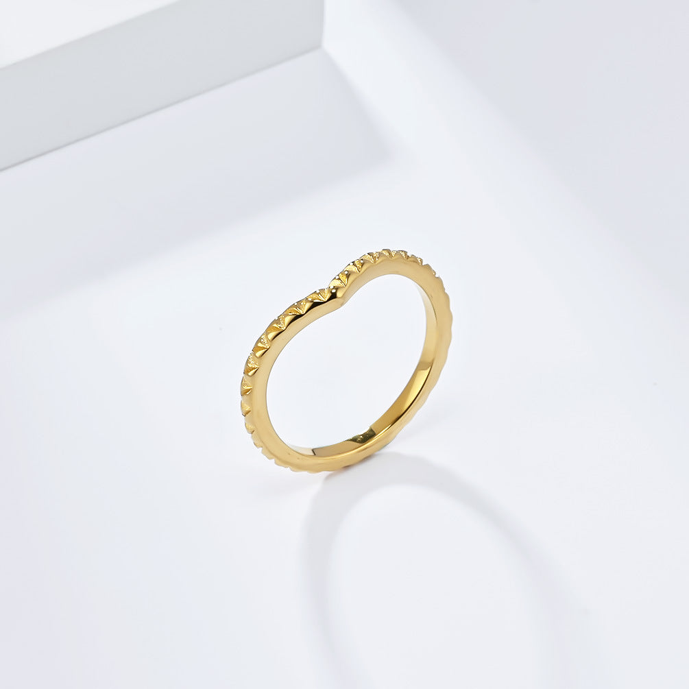 Planderful Titanium Steel Ring For Women Peach Heart Minimalist Design Light Luxury Everyday Jewelry