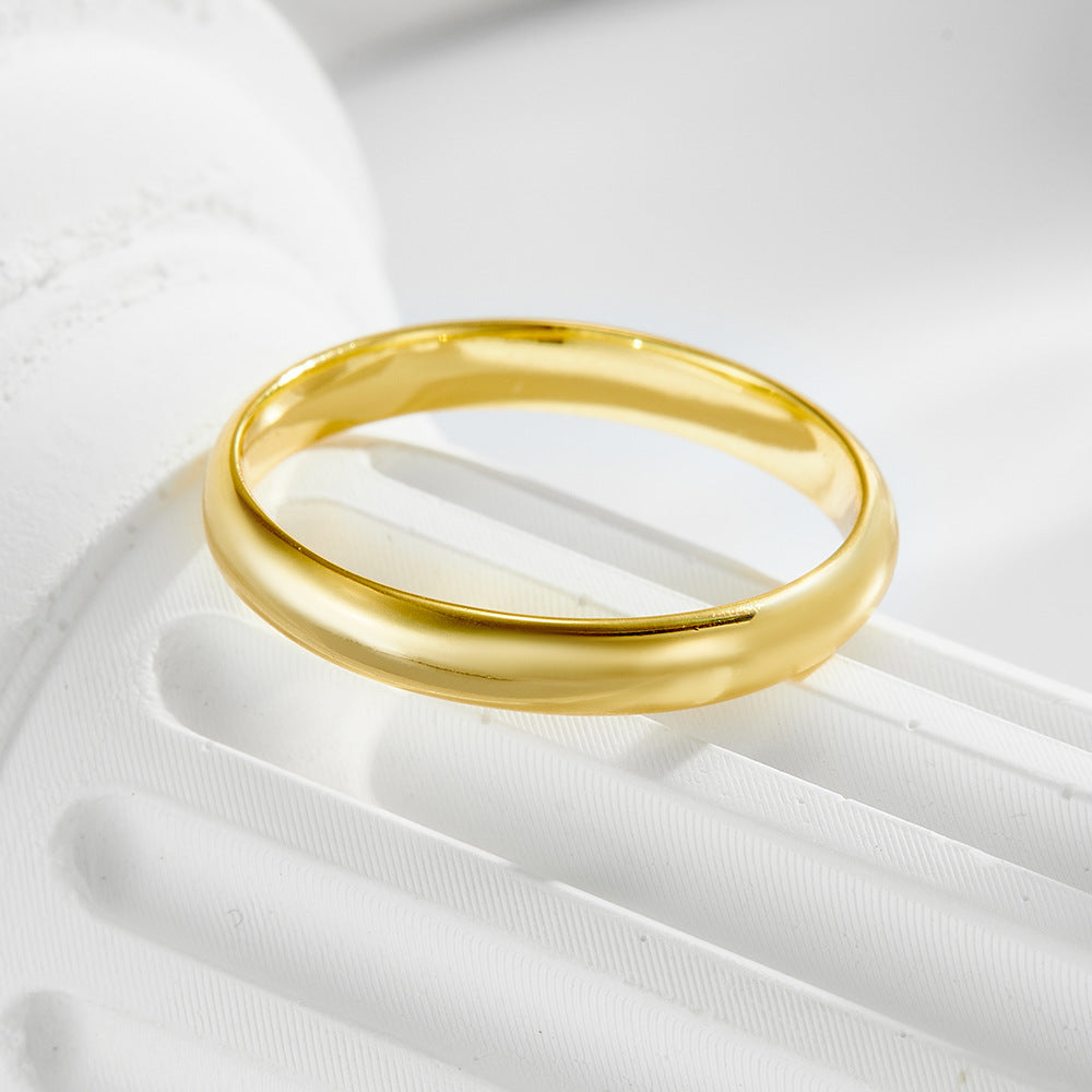 Planderful Sterling Silver Gold Plated Ring 3mm Minimalist Plain Band For Women And Teens