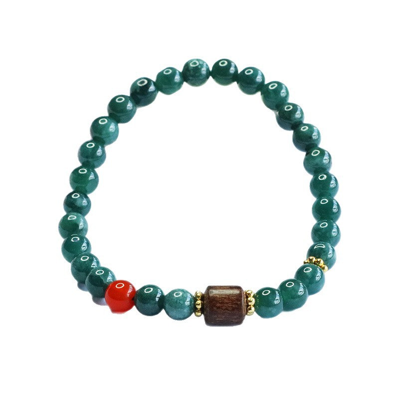 Blue Water Jadeite Agarwood Beaded Bracelet