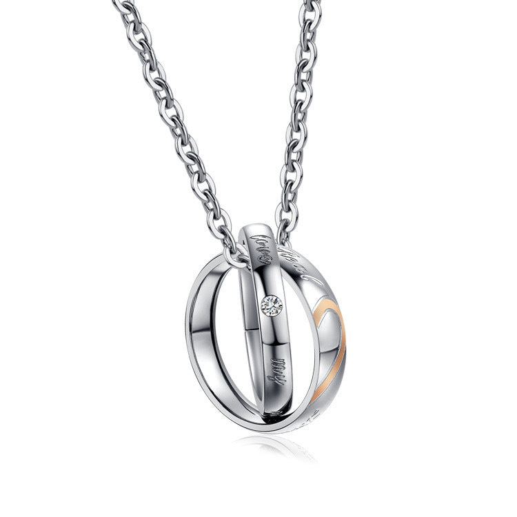 1. Planderful Titanium Steel Couple Necklace Love Puzzle Pendant For Men And Women Gift