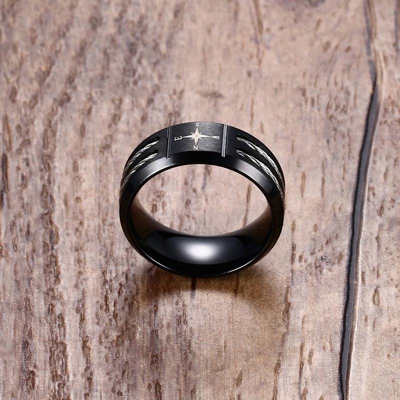 9MM Stainless Steel Compass Ring for Men, Amazon Jewelry