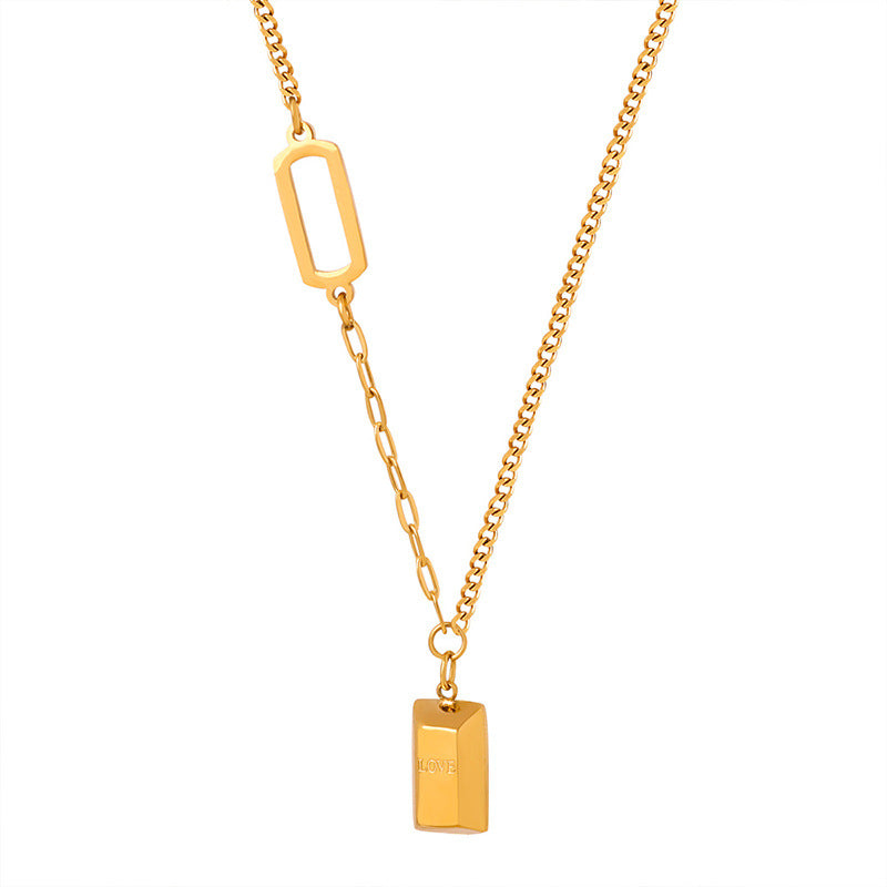 Gold-Plated Titanium Steel Geometric Pendant Necklace - Elegant Everyday Genie Jewelry