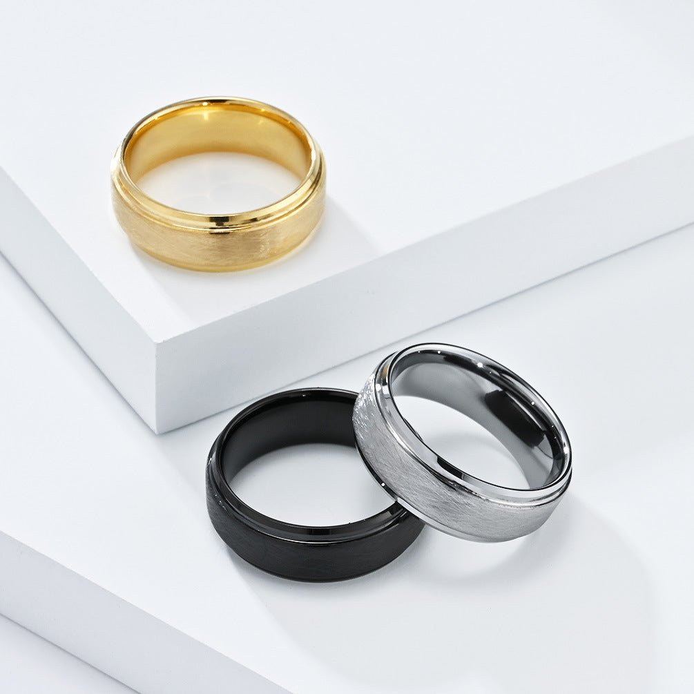 Cross-Border Amazon Matte Brushed Tungsten Steel Ring for Men