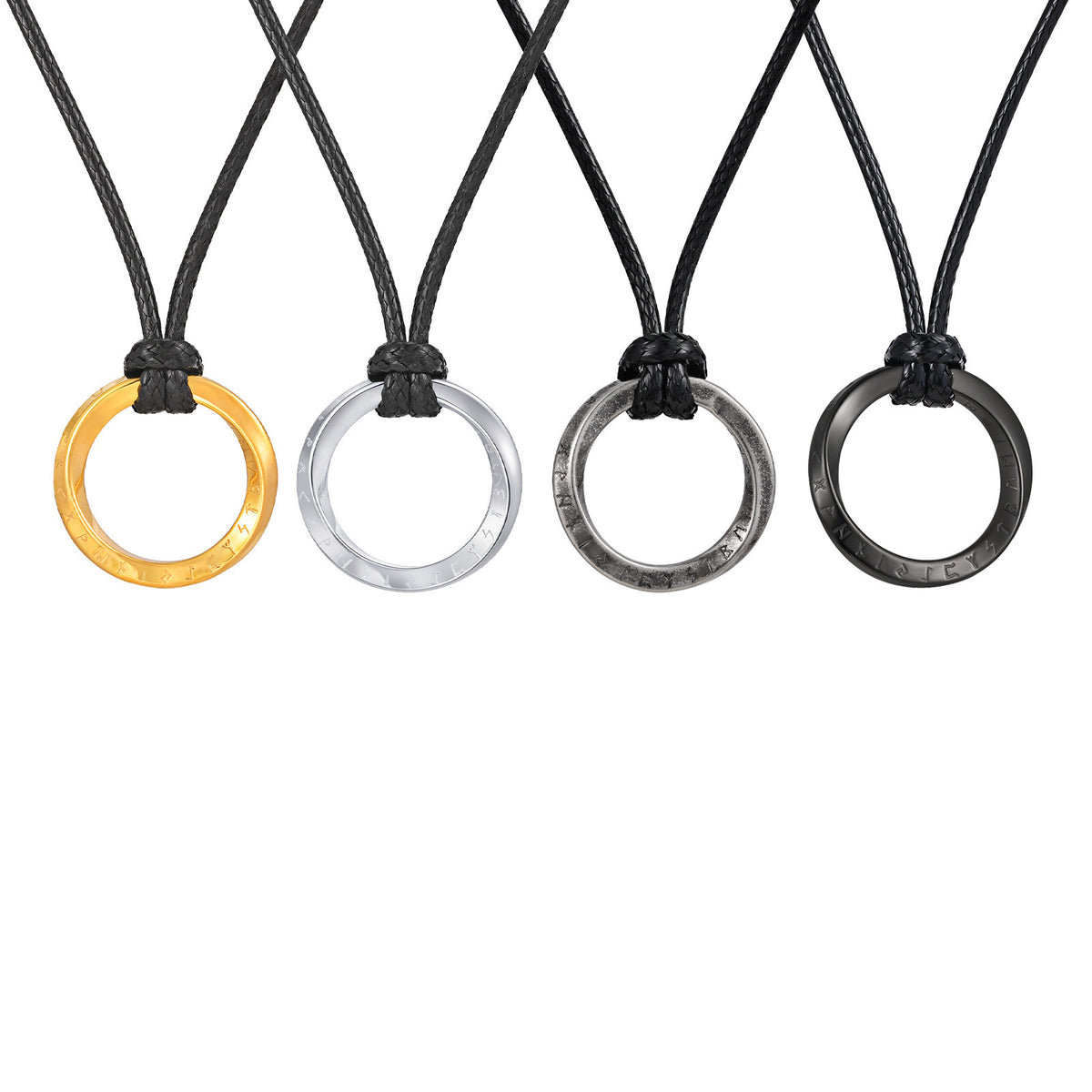 Viking Rune Ring Pendant Necklace — Four Finishes