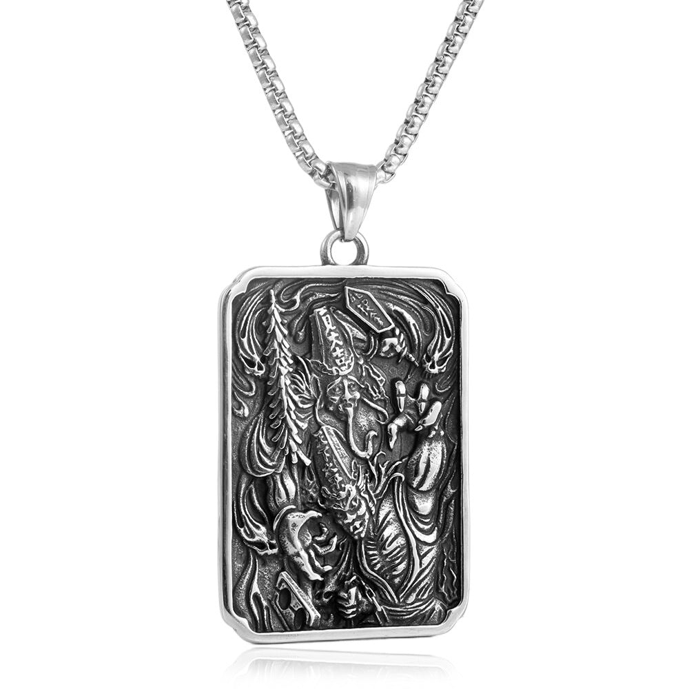 European And American Stainless Steel Black And White Pendant