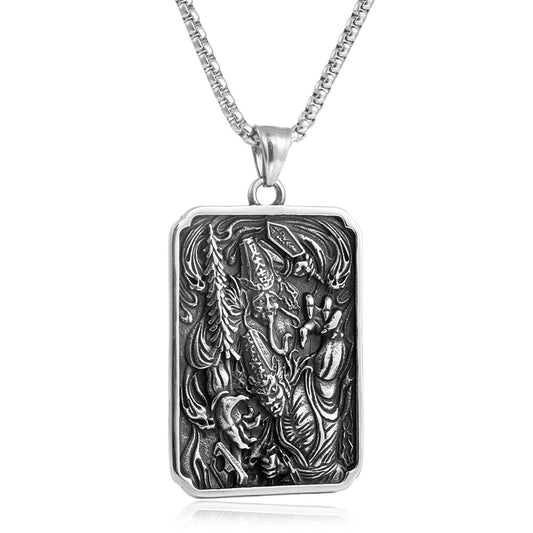 European And American Stainless Steel Black And White Pendant