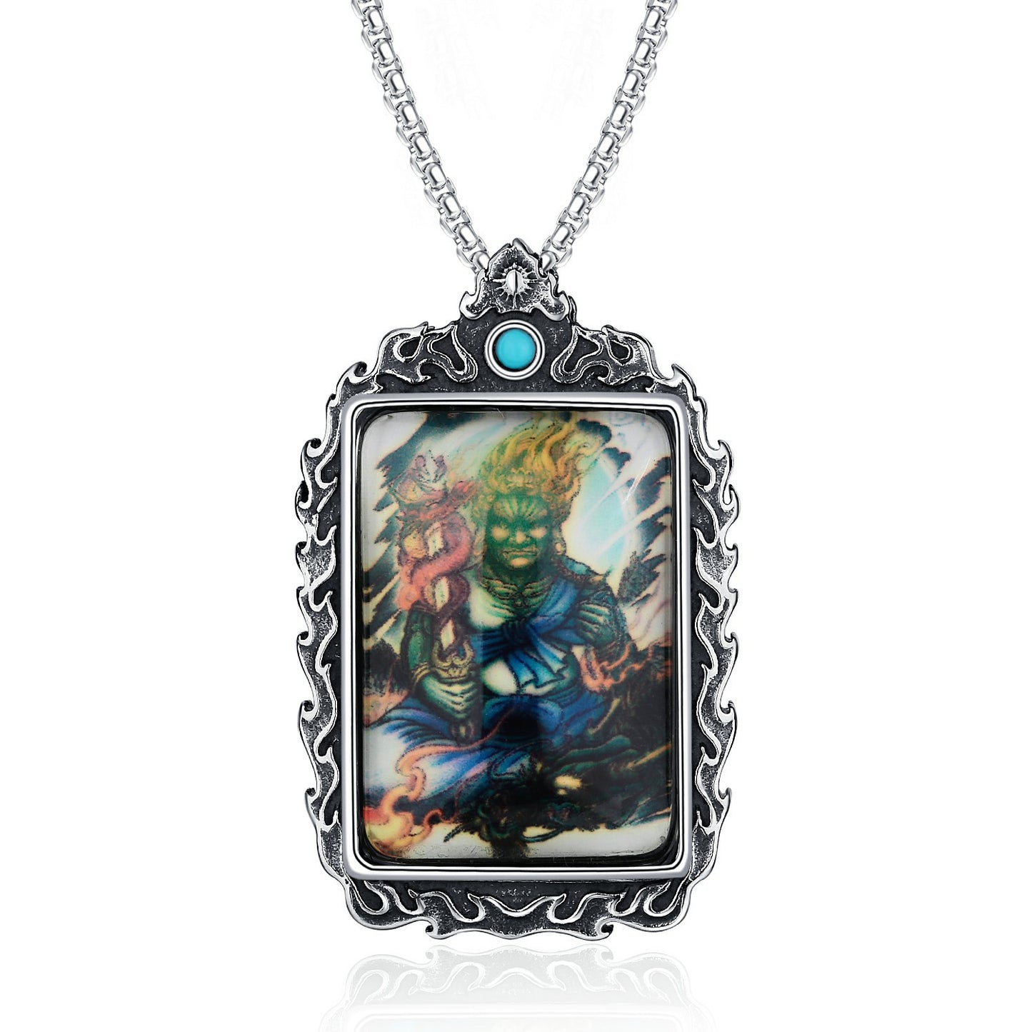 Steel Necklace – Elegant Thangka Zodiac Guardian Amulet