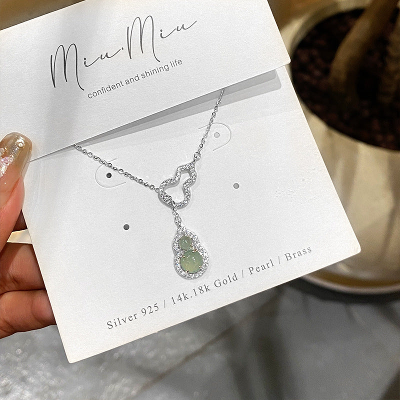 Fulu Double Ring Gourd 925 Sterling Silver Necklace Female