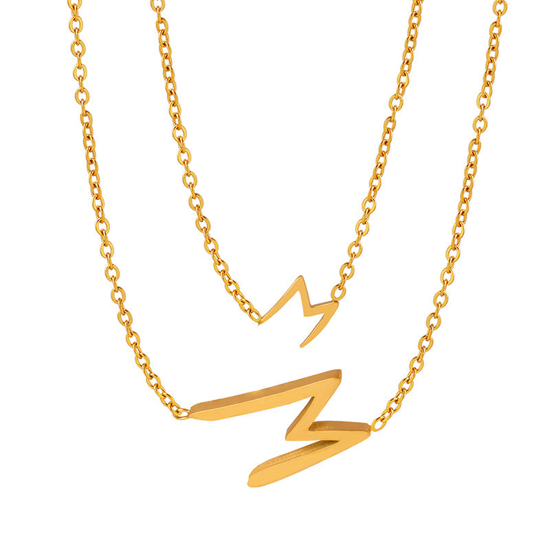 Modern M-Letter Pendant Titanium Steel Collarbone Chain Necklace for Stylish Women