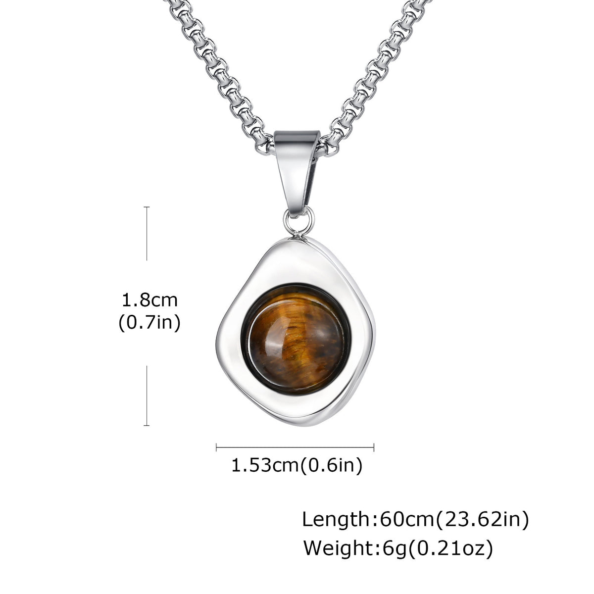 Stainless Steel Stone-Inlay Pendants — Chain Optional