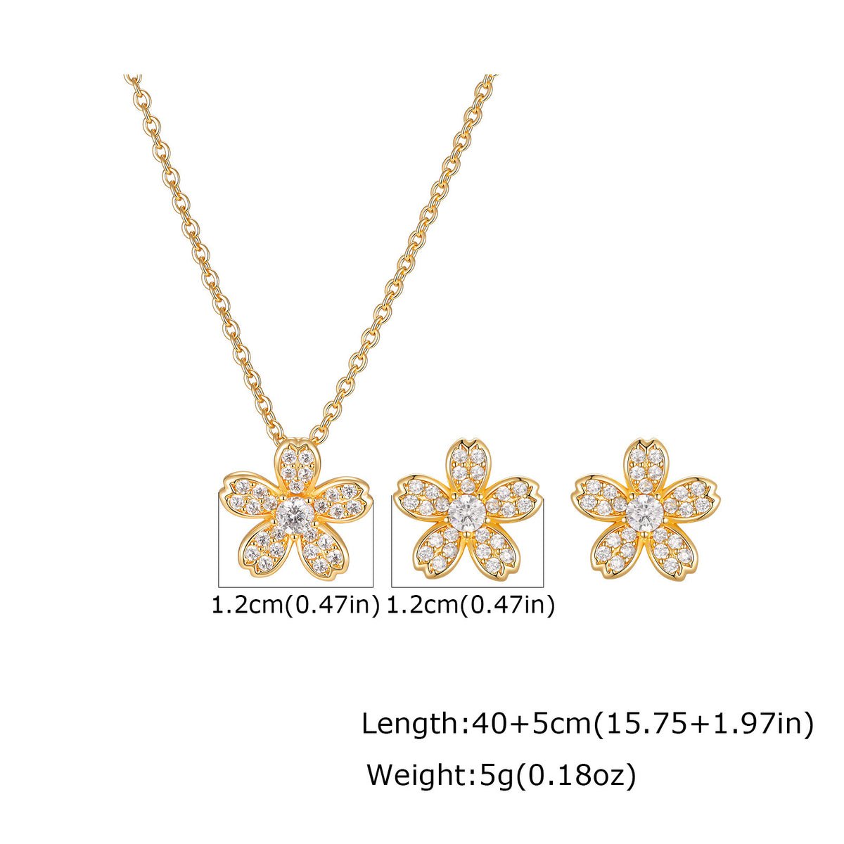 Necklace Women's Zircon Butterfly Stud Earrings Necklace Two-Piece Set – Copper Gift Set