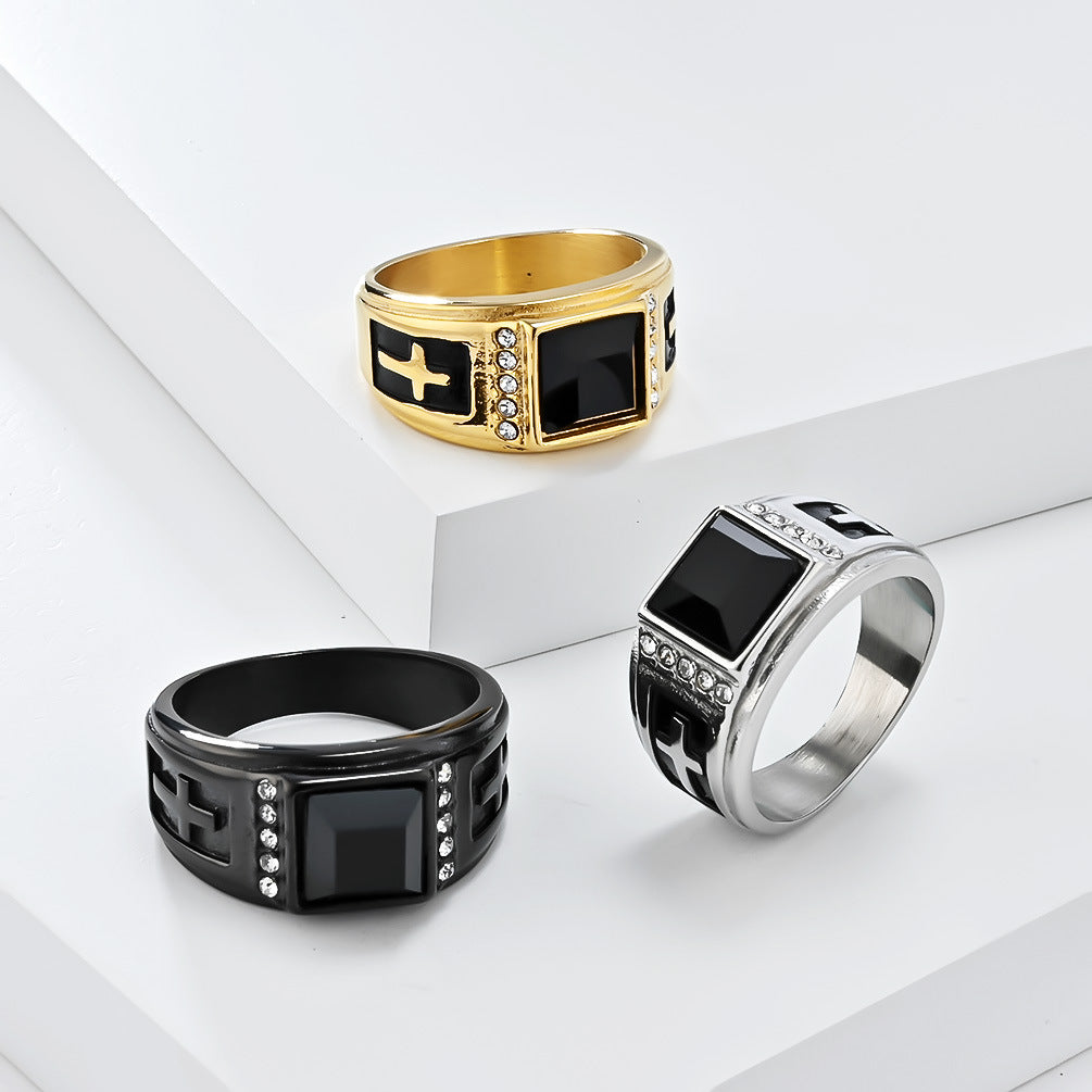Steel Ring – Vintage Men's Cross Ring