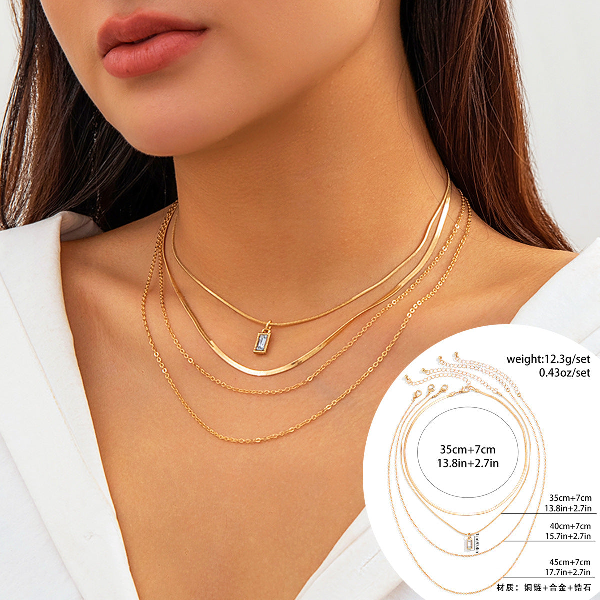 Multi-layered Heart Necklace with Diamond Inlay - Vienna Verve Collection